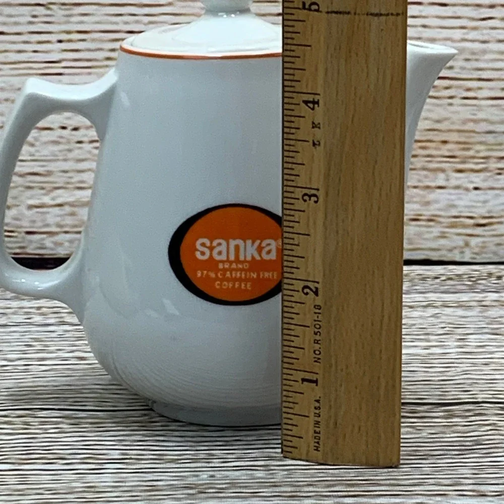 Vintage Sanka Coffee Pot Creamer Server Decaffeinated Japan Ceramic Teapot w Lid